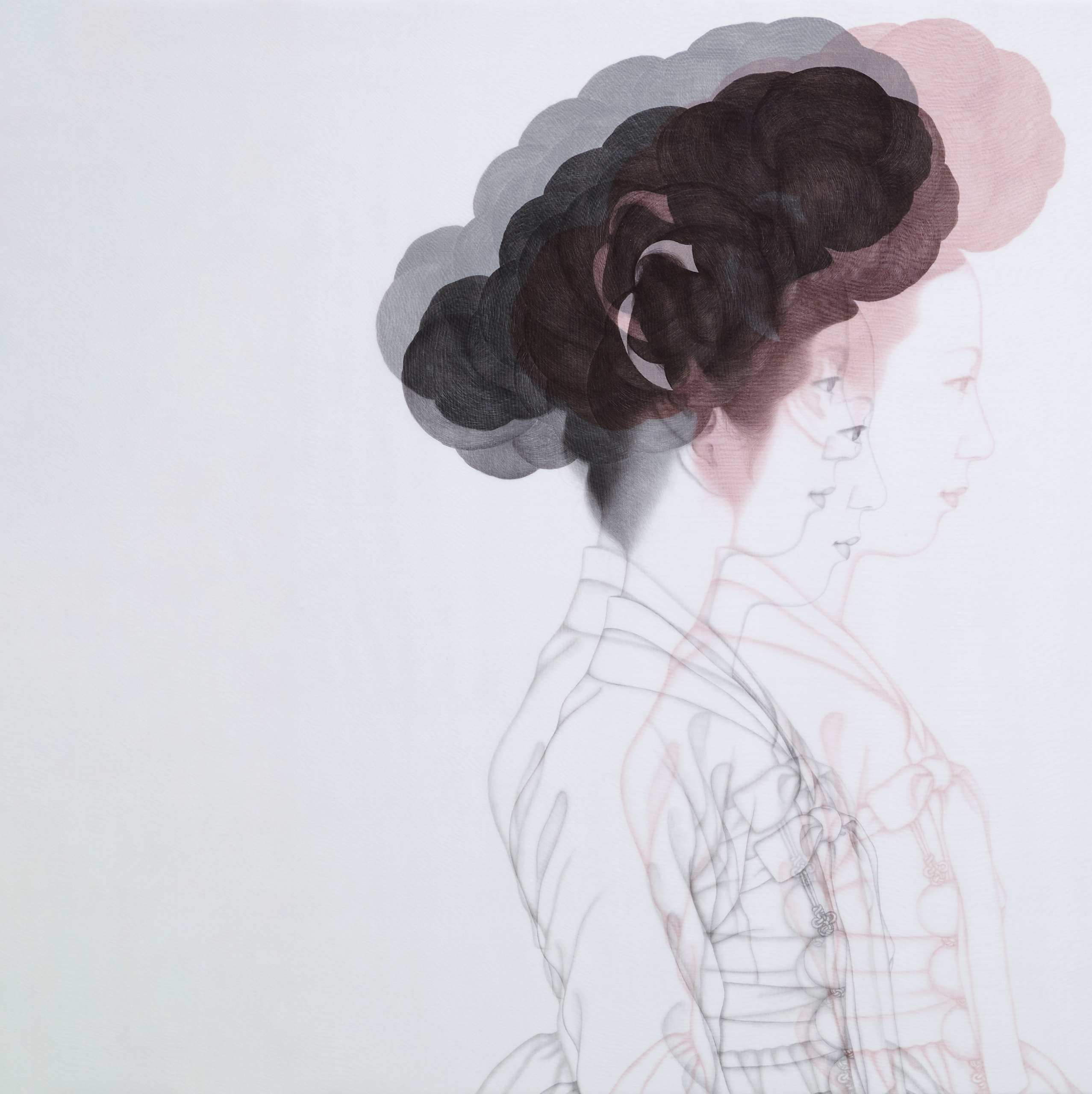 그녀 세 겹의 Persona 100x100cm 비단 세 겹에 먹청먹홍먹 20181500만 Scaled