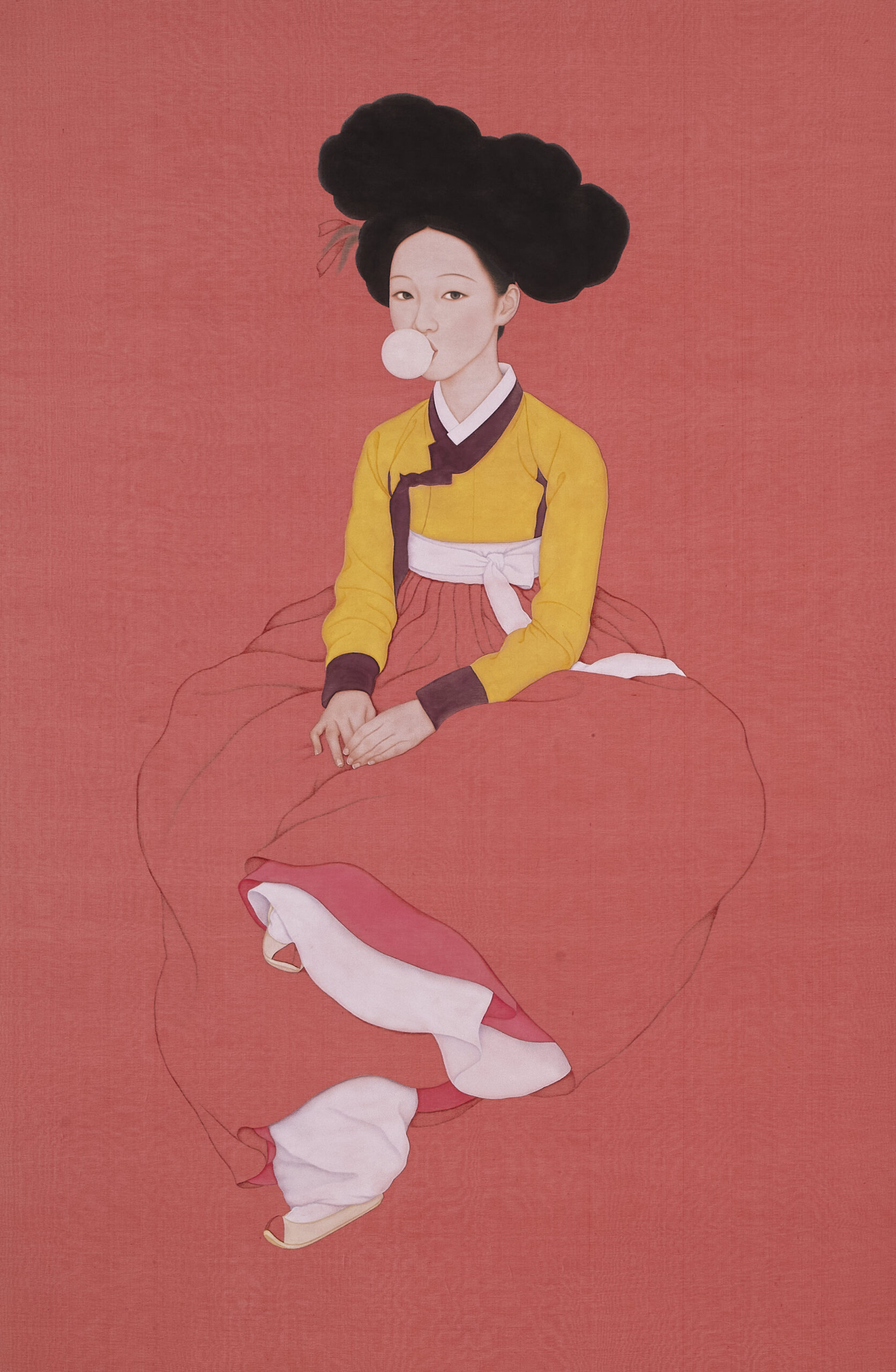 그녀 우리네 가슴속엔 희망도 많다 134x87cm 비단에 채색 20251800만 Scaled