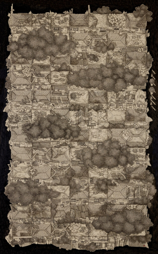 리사이징우리가있었다Ⅸ,160.2x100.1cm, 장지에 흑연, 2023.